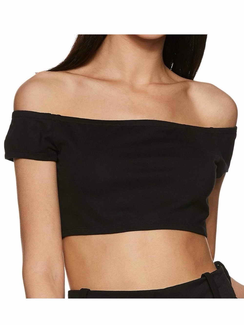 Forever 21 Black Off-Shoulder Crop Top